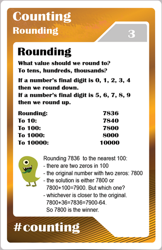  Math studycards for elementary students - Counting - Rounding