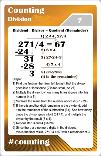  Math studycards for elementary students - Counting - Division