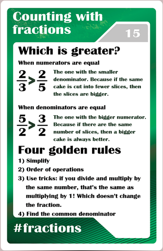  Math studycards for elementary students - Counting - Fractions 5