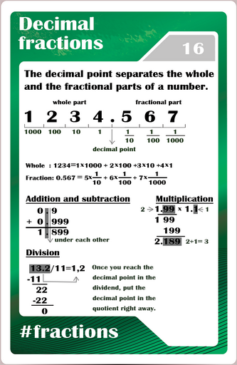  Math studycards for elementary students - Counting - Decimals