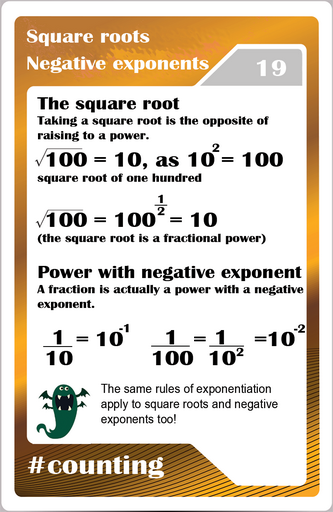  Math studycards for elementary students - Counting - Square roots