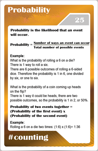  Math studycards for elementary students - Counting - Probability