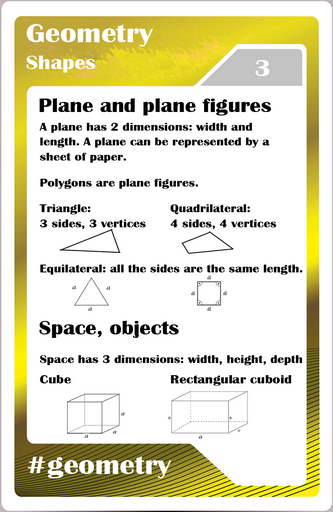  Math studycards for elementary students - Geometry - Shapes