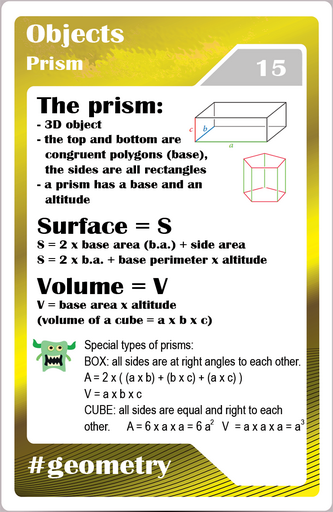  Math studycards for elementary students - Geometry - Prism