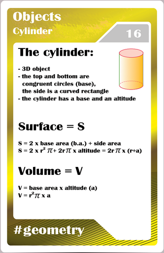  Math studycards for elementary students - Geometry - Cylinder