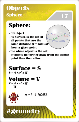  Math studycards for elementary students - Geometry - Sphere