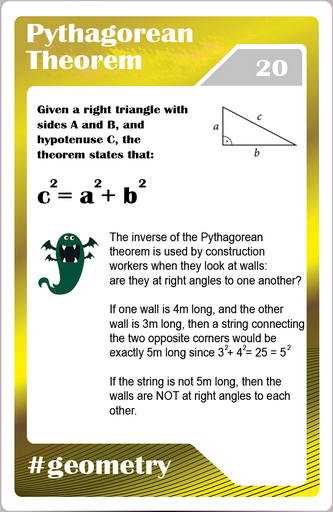  Math studycards for elementary students - Geometry - Pythagorean theorem