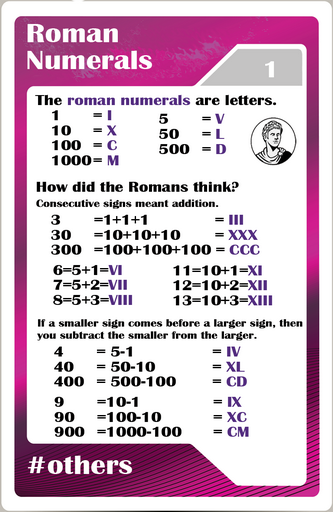  Math studycards for elementary students - Others - Roman numerals